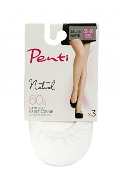 Penti Beyaz Naturel Babet Çorabı - 3lü paket