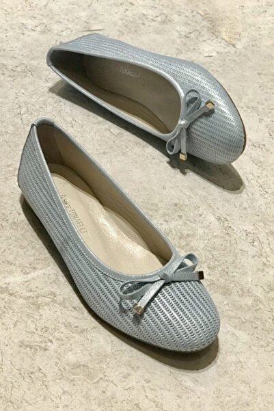 TUNAELLİ Kadın Mavi Hakiki Deri 35-41 Numara Babet