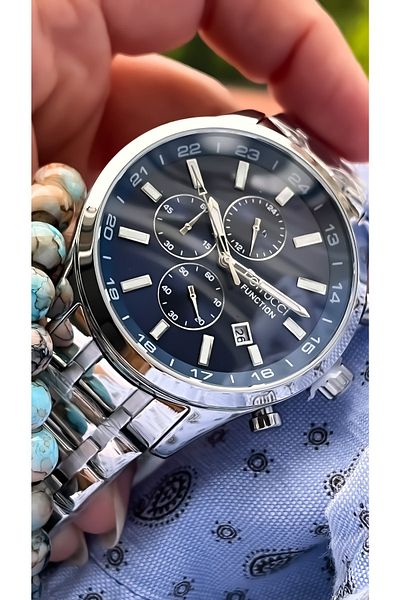 Ferrucci Functions Active Steel Strap Silver Color Men's Wristwatch + bracelet Gift