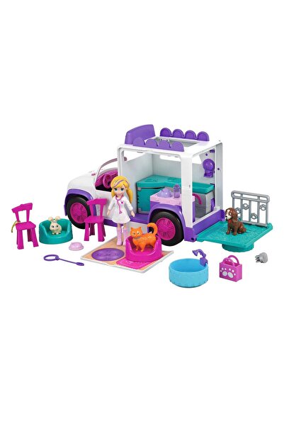 mattel Polly Pocket Mobil Veteriner Arabası Kız Oyun Seti Gfr04