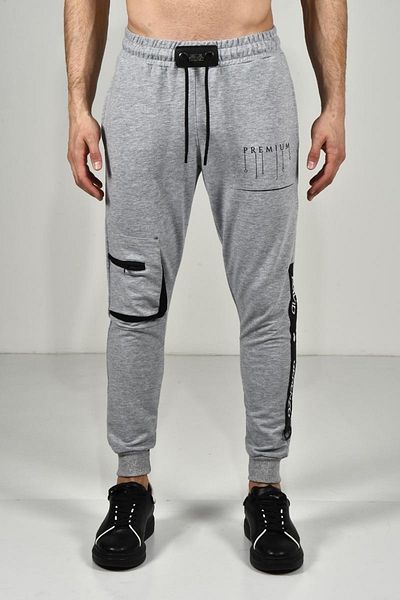 DAVID&GERENZO Παντελόνι Jogger με γκρι ραβδώσεις Cargo Pocket