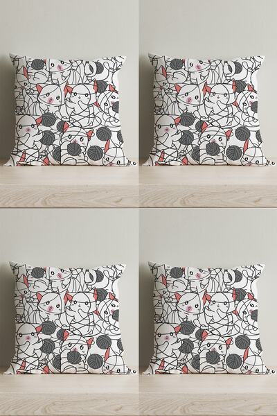 LadiesHome غطاء وسادة مزخرف مطبوع رقميًا على الوجهين بتصميم مخصص مكون من 4 قطع