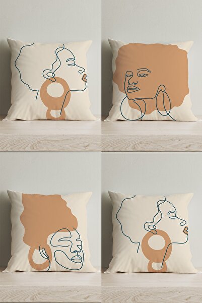 LadiesHome Huse pentru perne decorative, bej, cu două fețe, digitale, cu impr...