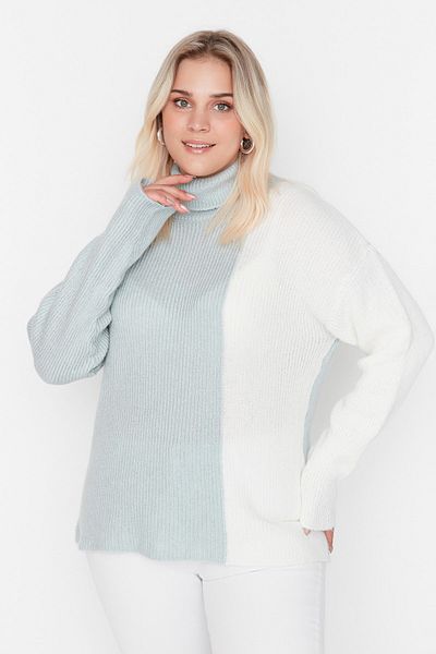 Trendyol Curve Πλεκτό πουλόβερ Mint Color Block TBBAW23AN00005