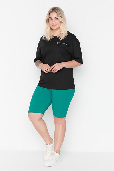 Trendyol Curve Plus Size Leggings - Green - High Waist