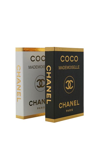 irayhomedecor Cutie decorativă pentru cărți din aur alb-negru Coco din 2 bucăți