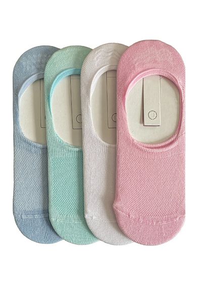 socksbox 4 ζευγάρια πολύχρωμες γυναικείες κάλτσες μπαλαρίνας από μπαμπού σιλικόνης χωρίς ραφή/36-41