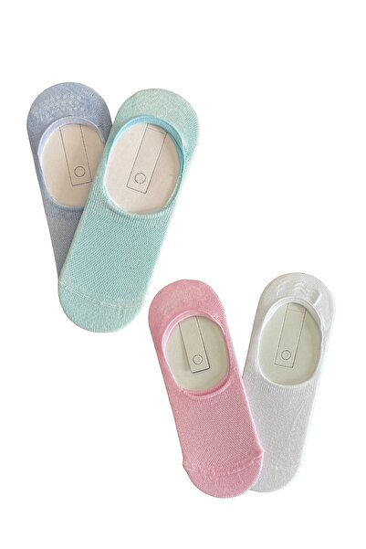 socksbox 4 ζευγάρια πολύχρωμες γυναικείες κάλτσες μπαλαρίνας από μπαμπού σιλικόνης χωρίς ραφή/36-41