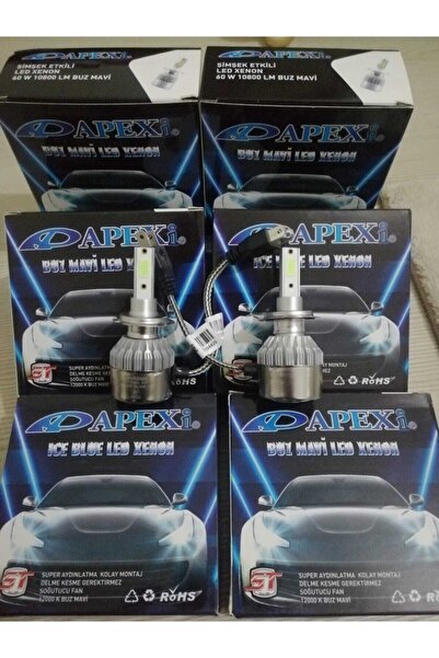 APEXİ H7 Buz Mavi Led Xenon Far Ampulü Led Zenon Yeni Nesil Şimşek Etkili Cha...