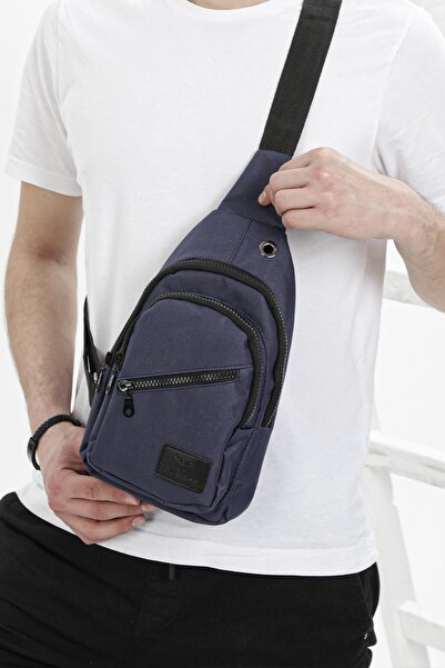 Su Geçirmez Çapraz Askılı Body Bag Göğüs Omuz Çantası Lacivert