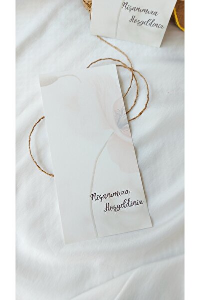 Çikoleyt Design Makrome Kartı - Nişan Kartı (9,5x19cm) 50 Adet