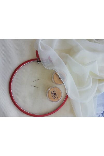 LİLYHOBBYLAND Tel Kırma Namaz Örtüsü Kiti (krem Renk Krep Kumaş, Kare Tül, Ya...