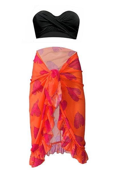 Bolder Ashley Orange Leaf Ruffle Pareo