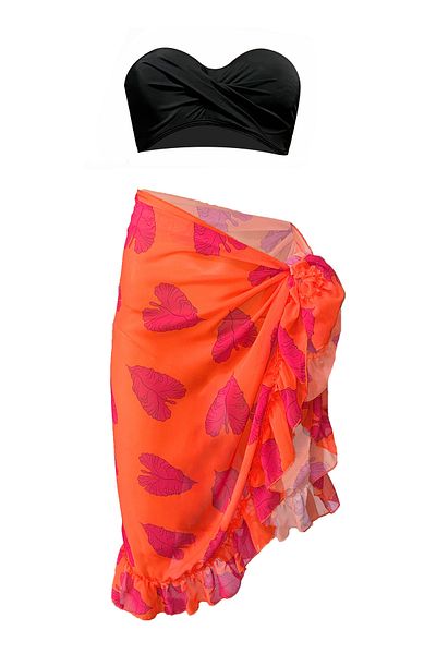 Bolder Ashley Orange Leaf Ruffle Pareo