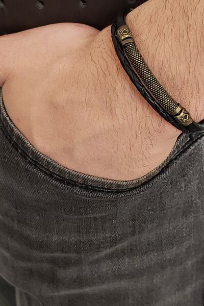etniko Genuine Leather Multiple Men's Bracelet