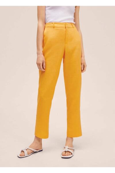 MANGO Woman %100 Keten Pantolon