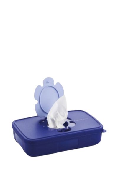 Tupperware Navy Blue Slak Wipes Box (thin)