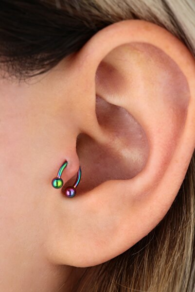 Vilma Aksesuar Cerrahi Çelik Tragus Piercing Multicolor Renk (6mm)