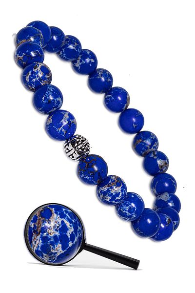 Tesbih Atölyesi Natural Blue Varicite Stone Bracelet with Certified A+ Silver Device