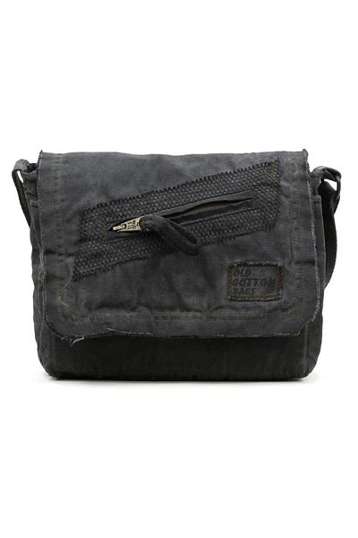 Old Cotton Small Anthracite Shoulder Bag - Canvas Material Cargo Bag Casual for School Tablet