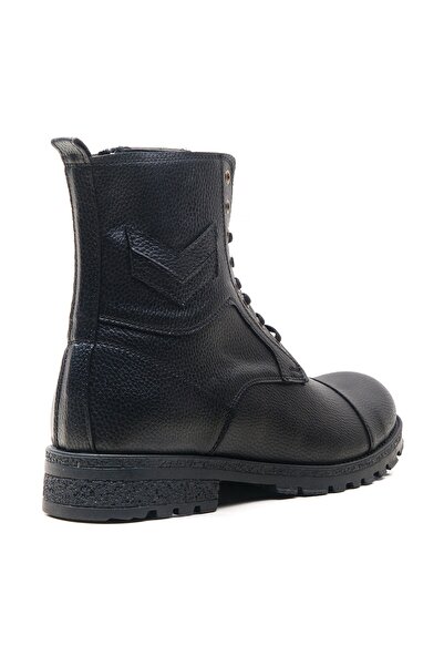 MUYAL SHOES Siyah Bağcıklı Ve Fermuarlı Erkek Uzun Çavuş Bot