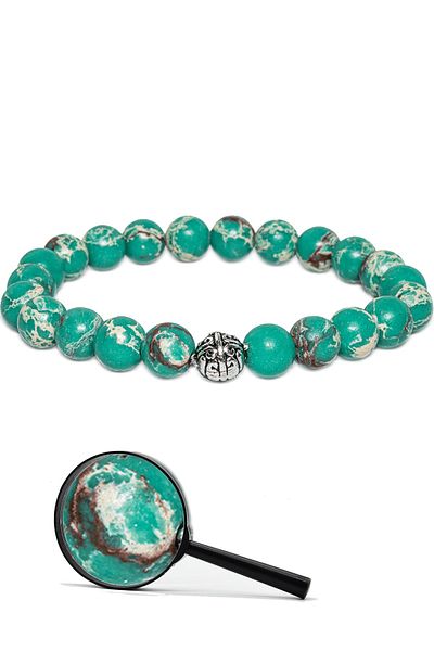Tesbih Atölyesi Natural Green Varisite Stone Bracelet with Certified Silver Device