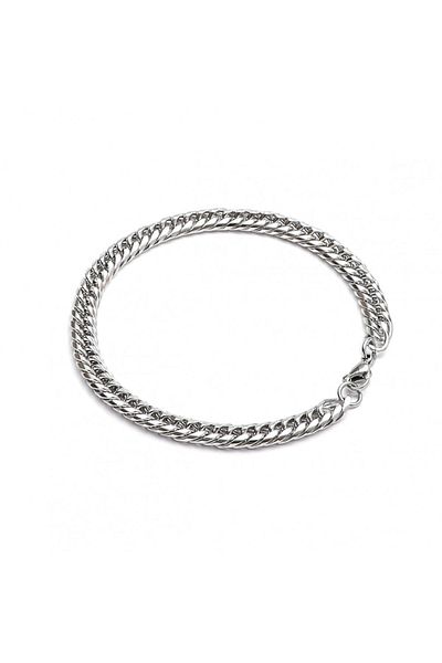 The Collection Unisex Cuban Silver Steel Bracelet