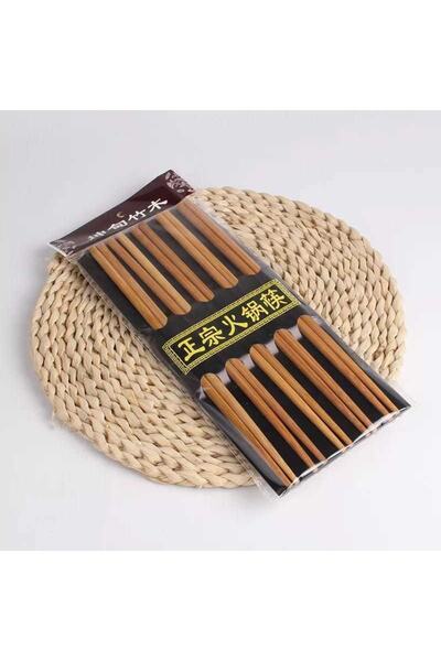 Madam Nora 10 Pairs Flat Bamboo Chopstick