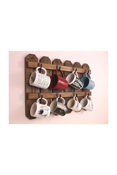 Genel Markalar Ahşap Duvar Çit Model Kupa Askılık.