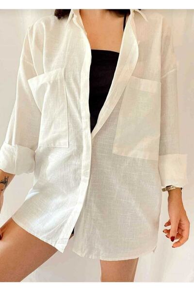 GALAVİP Çift Cepli Keten Gömlek