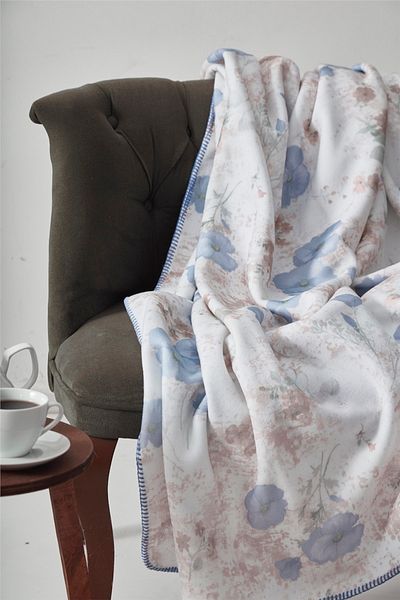 kiraz 150x200 Purple Flower Printed Fleece Blanket