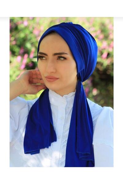 Ayselcehobi شال بونيه جاهز بتصميم أزرق من ساكس