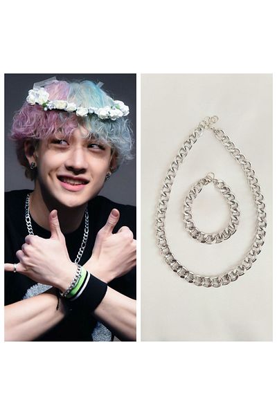 REN Kpop Straykids Bang Chan Necklace Bracelet Set