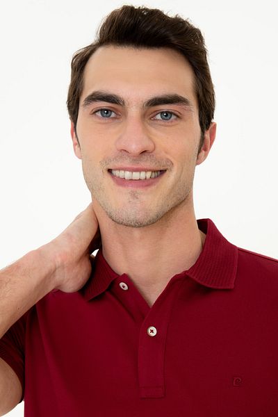 Pierre Cardin Μπλουζάκι μπορντό Slim Fit Basic Polo Neck