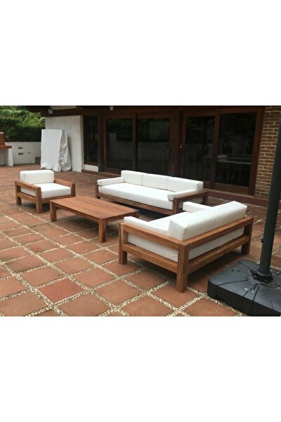 KARAKALEM AHŞAP Karakalem Bahçe Teras Kanepe Koltuk Takımı