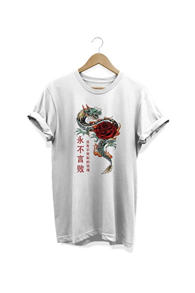 WİDİ Dragon Baskılı Beyaz T-shirt