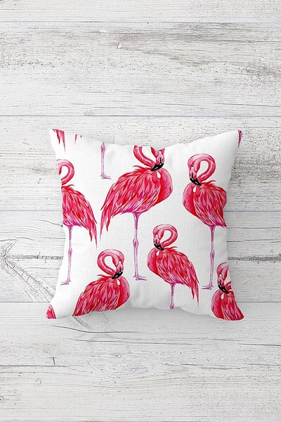 on the clouds Λευκό φόντο ροζ Flamingo διπλής όψης με κρυφό φερμουάρ Μαξιλαροθήκη Μαξιλαροθήκη