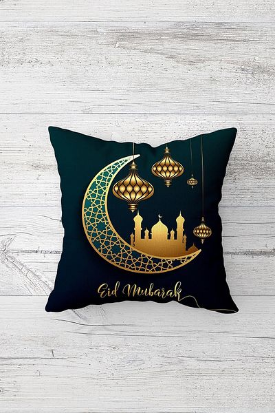 on the clouds Ramadan Kareem Lantern Crescent Moschee Față de pernă pentru scaun cu fermoar ascuns imprimat pe două fețe