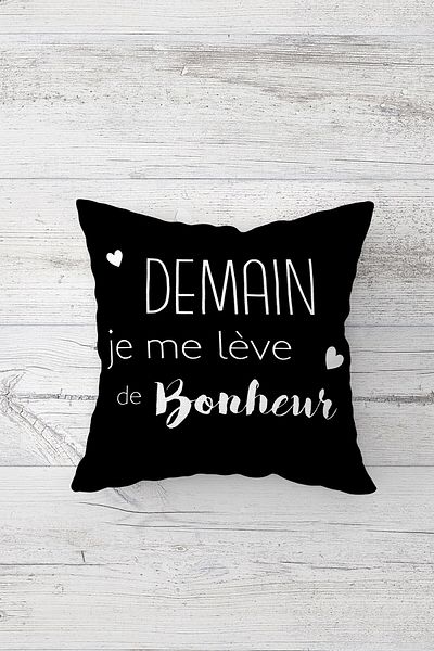 on the clouds Demain Je Me Leve De Bonheur Husă de pernă cu fermoar ascuns, imprimată pe două fețe
