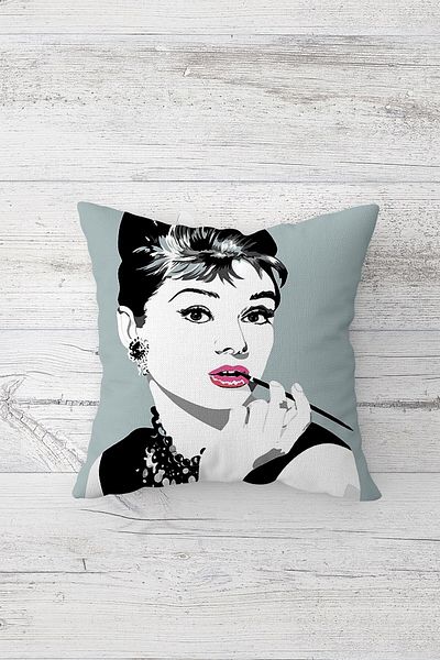 on the clouds Audrey Hepburn Husă de pernă cu fermoar ascuns, imprimată pe două fețe