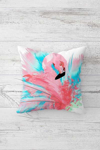 on the clouds Față de pernă cu fermoar ascuns imprimat pe o parte cu model flamingo