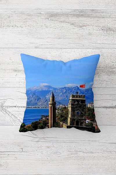 on the clouds Turnul cu ceasuri din Antalya, cu imprimeu dublu, cu fermoar ascuns, husă de pernă pentru scaun