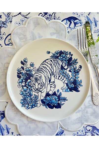 TEBAK COLLECTION 4’lü Kaplan Desenli Servis Tabak Takımı