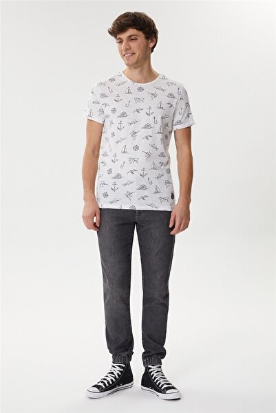 Lee Cooper Ανδρικό μπλουζάκι Crew λαιμόκοψη λευκό