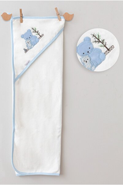 Zıpır Baby Blue Teddy Bear Patterned Bath Towel
