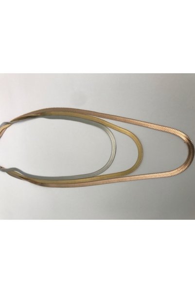 nilüfer takı tasarım Italian Crushed Chain Three Color Steel Necklace