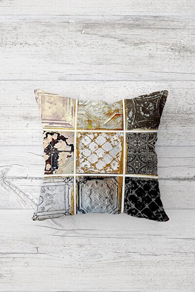 Pelangi Patchwork Desen Çift Tarafı Baskılı Gizli Fermuarlı Yastık Kılıfı Kırlent Koltuk Yastık Kılıfı