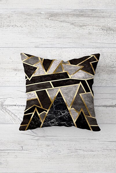 Pelangi غطاء وسادة مخطط ذهبي مطبوع على الوجهين مع سحاب مخفي وغطاء وسادة للمقعد