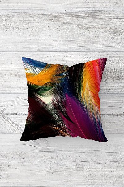 Pelangi الملونة ريشة نمط مزدوجة الجانب مطبوعة المخفية انغلق وسادة رمي وسادة م...