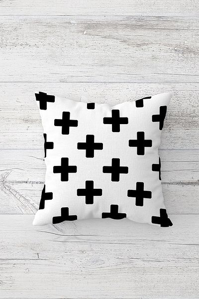 Pelangi Black Printed Pillowcase - Plus Marked, Double Sided, Hidden Zipper Detail